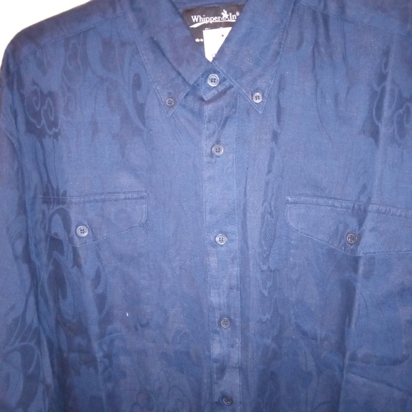 Whipper In Men's Long Sleeve Jacquard Casual Button Down Blue Shirt Size Small - Picture 4 of 4
